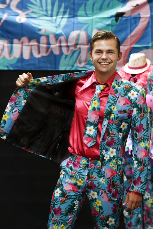 Ambassade Bakken Mathis Zomer carnaval Flamingo kostuum heren | Fop en Feestwinkel