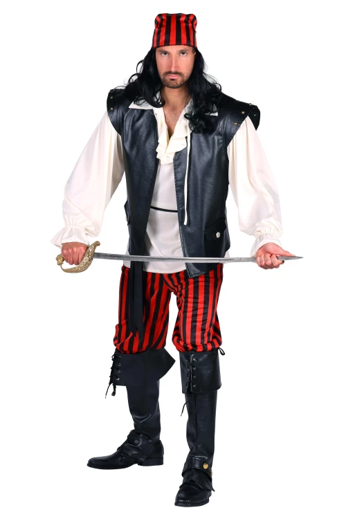 US dollar Duur Wirwar Piraten kostuum rood zwart hoge kwaliteit | Fop en Feestwinkel